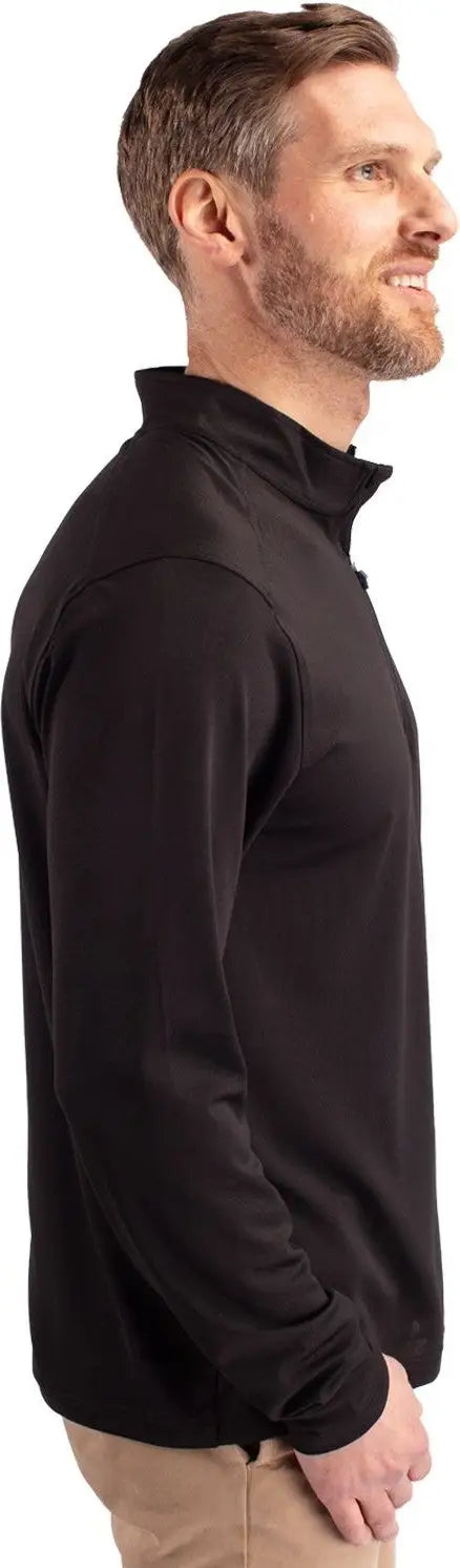 Cutter & Buck Mck01187 Virtue Eco Pique Recycled Quarter Zip Mens Pullover - Black