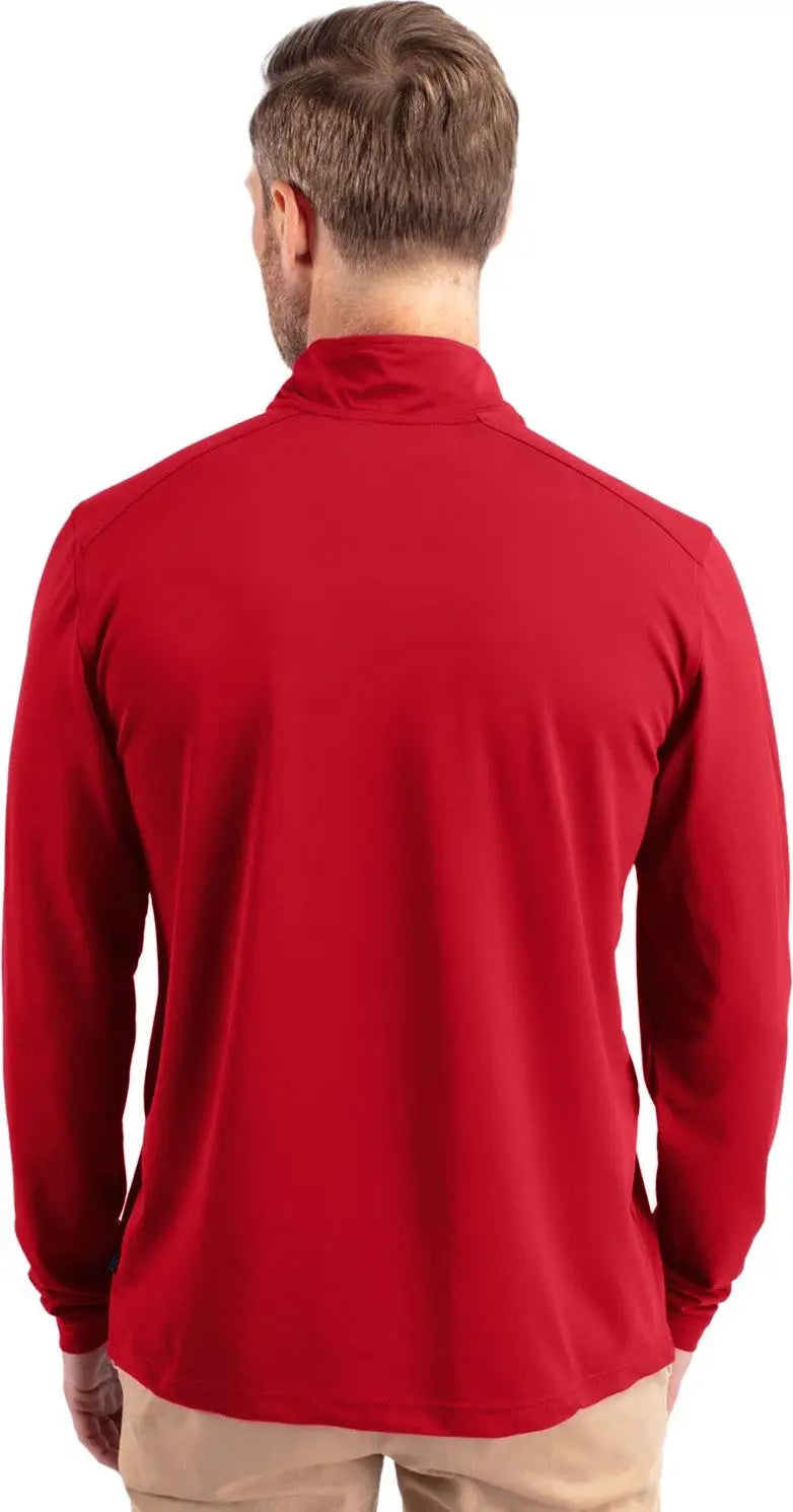Cutter & Buck Mck01187 Virtue Eco Pique Recycled Quarter Zip Mens Pullover - Red