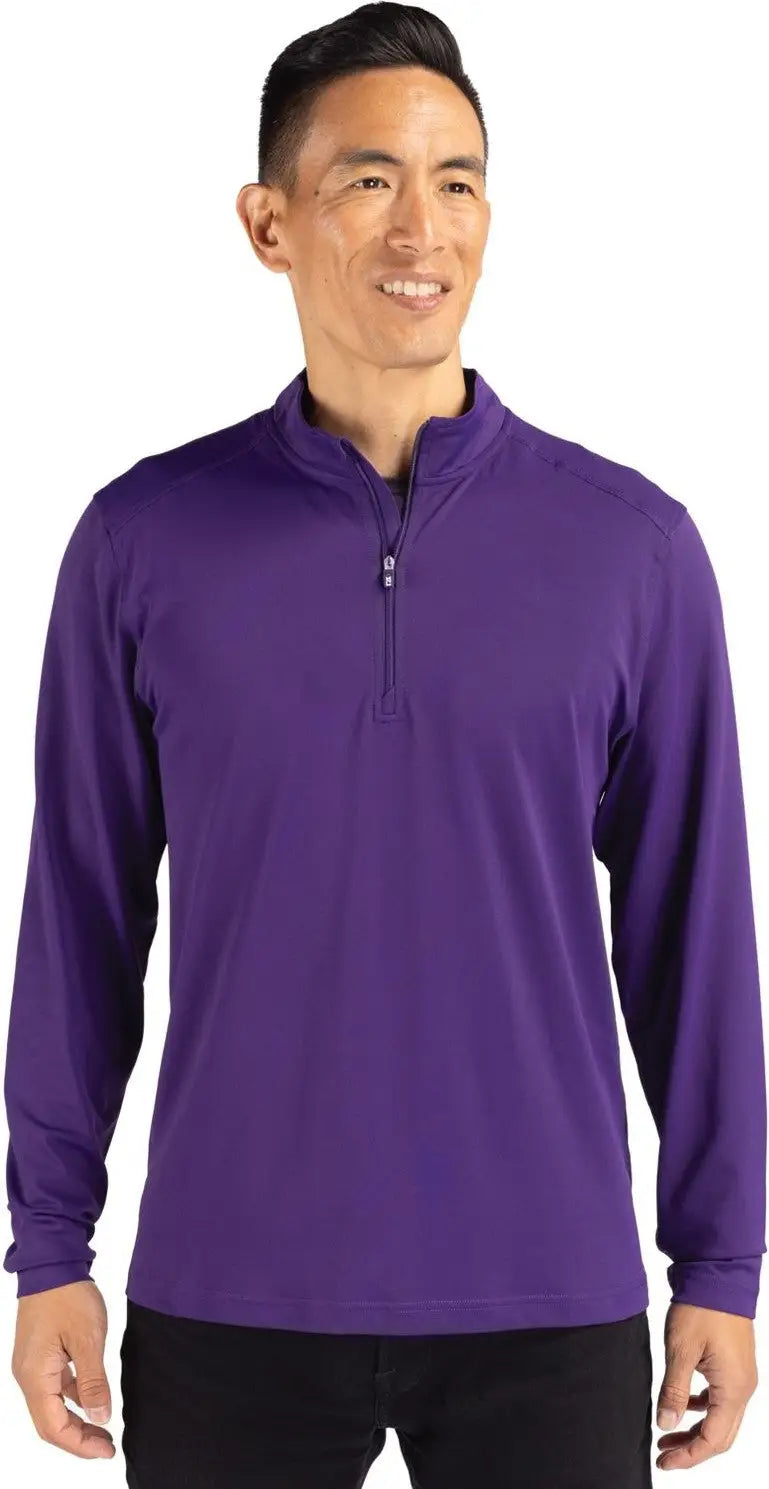 Cutter & Buck Mck01187 Virtue Eco Pique Recycled Quarter Zip Mens Pullover - College Purple - Adult Xs
