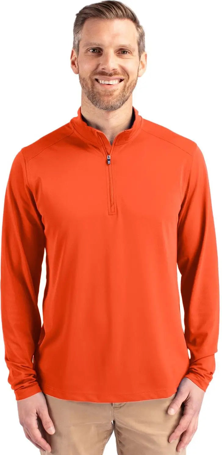 Cutter & Buck Mck01187 Virtue Eco Pique Recycled Quarter Zip Mens Pullover - College Orange - Adult Xs