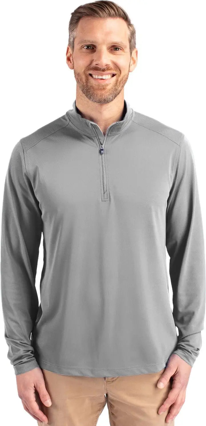 Cutter & Buck Mck01187 Virtue Eco Pique Recycled Quarter Zip Mens Pullover - Polished - Adult Xs