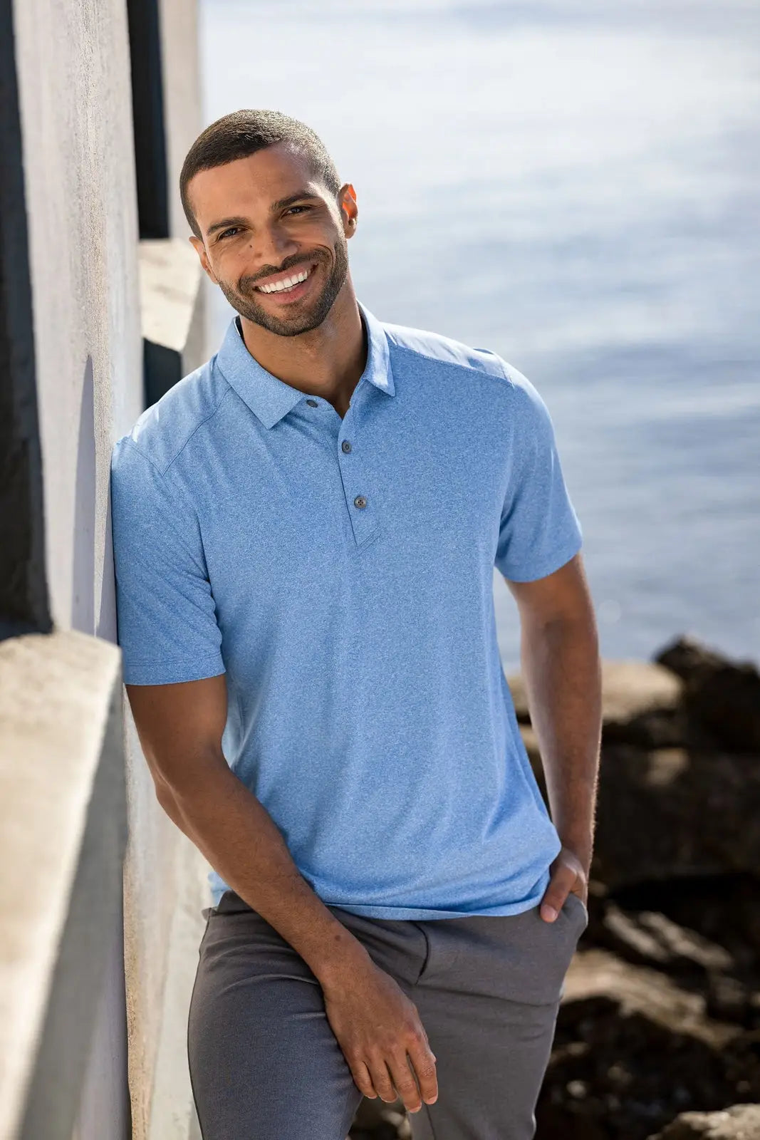 Cutter & Buck Mck01236 Forge Eco Stretch Recycled Mens Polo - Dark Atlas Heather