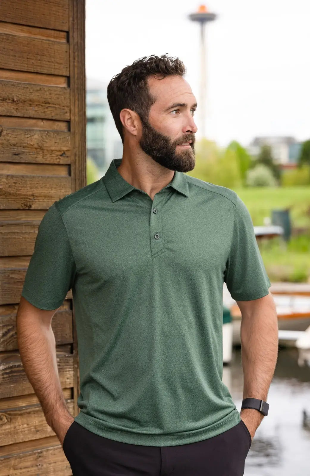 Cutter & Buck Mck01236 Forge Eco Stretch Recycled Mens Polo - Dark Hunter Heather