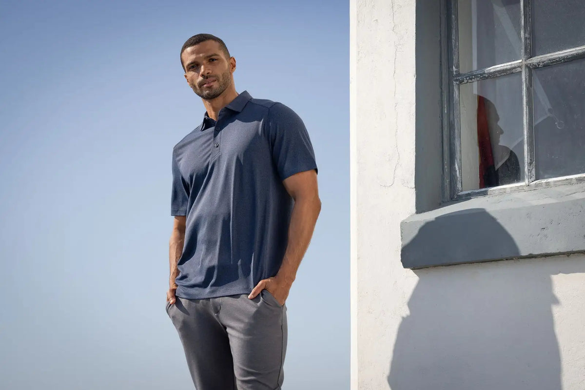 Cutter & Buck Mck01236 Forge Eco Stretch Recycled Mens Polo - Dark Navy Blue Heather