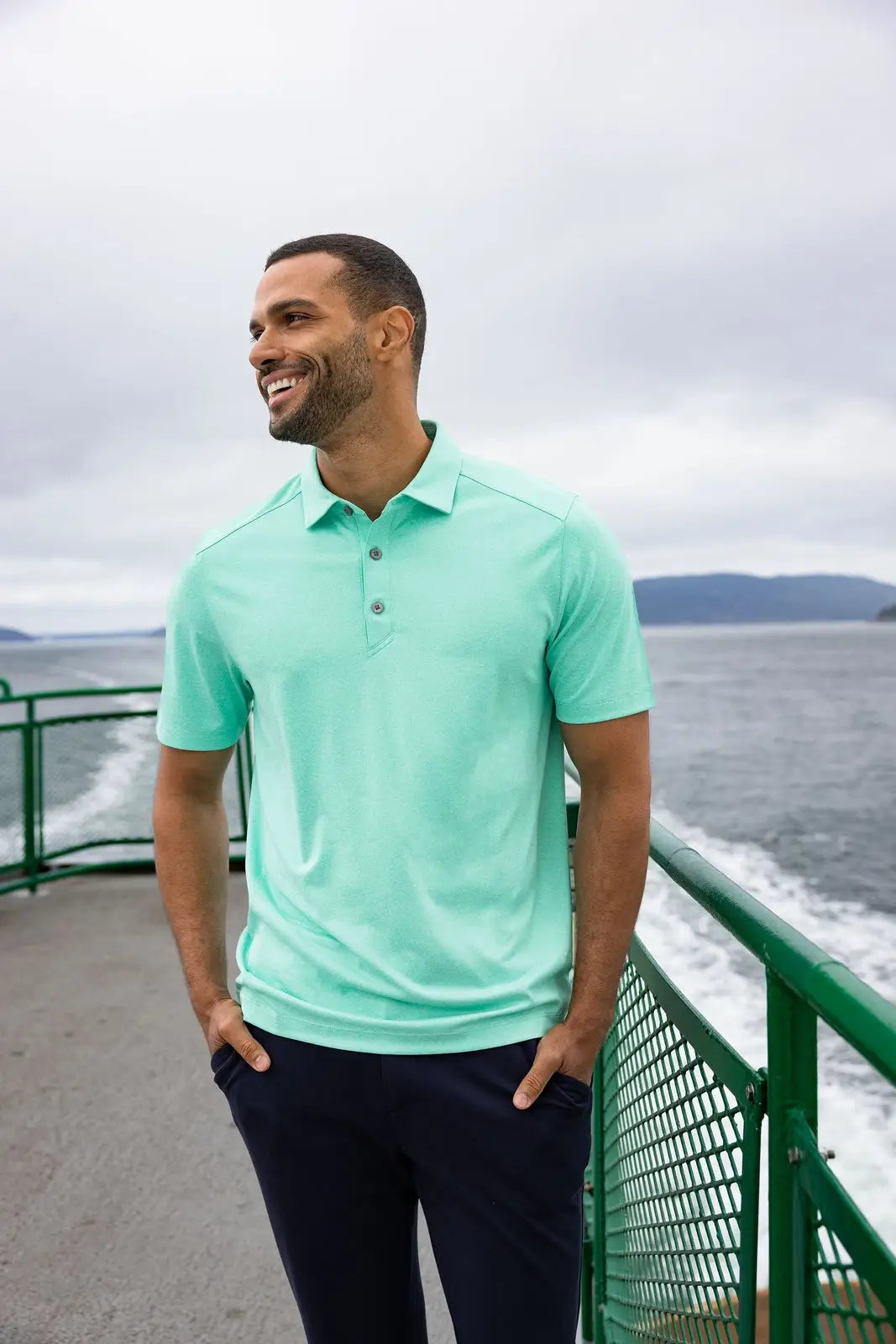 Cutter & Buck Mck01236 Forge Eco Stretch Recycled Mens Polo - Fresh Mint Heather