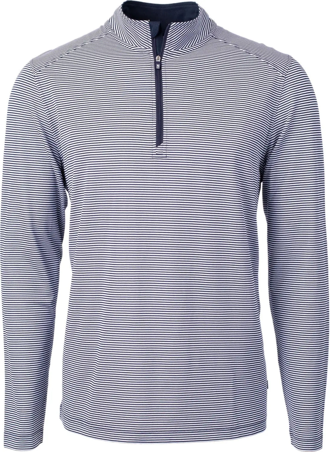 Cutter & Buck Mck01258 Virtue Eco Pique Micro Stripe Recycled Mens Quarter Zip - Navy Blue White