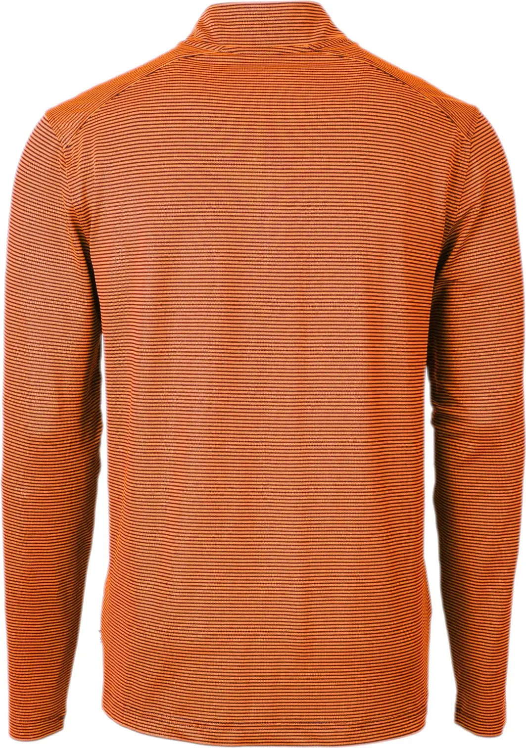 Cutter & Buck Mck01258 Virtue Eco Pique Micro Stripe Recycled Mens Quarter Zip - College Orange Navy Blue