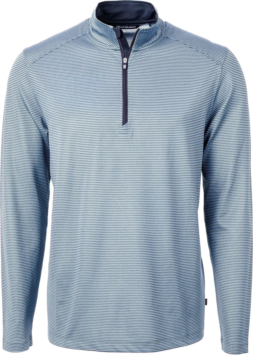 Cutter & Buck Mck01258 Virtue Eco Pique Micro Stripe Recycled Mens Quarter Zip - Atlas Navy Blue