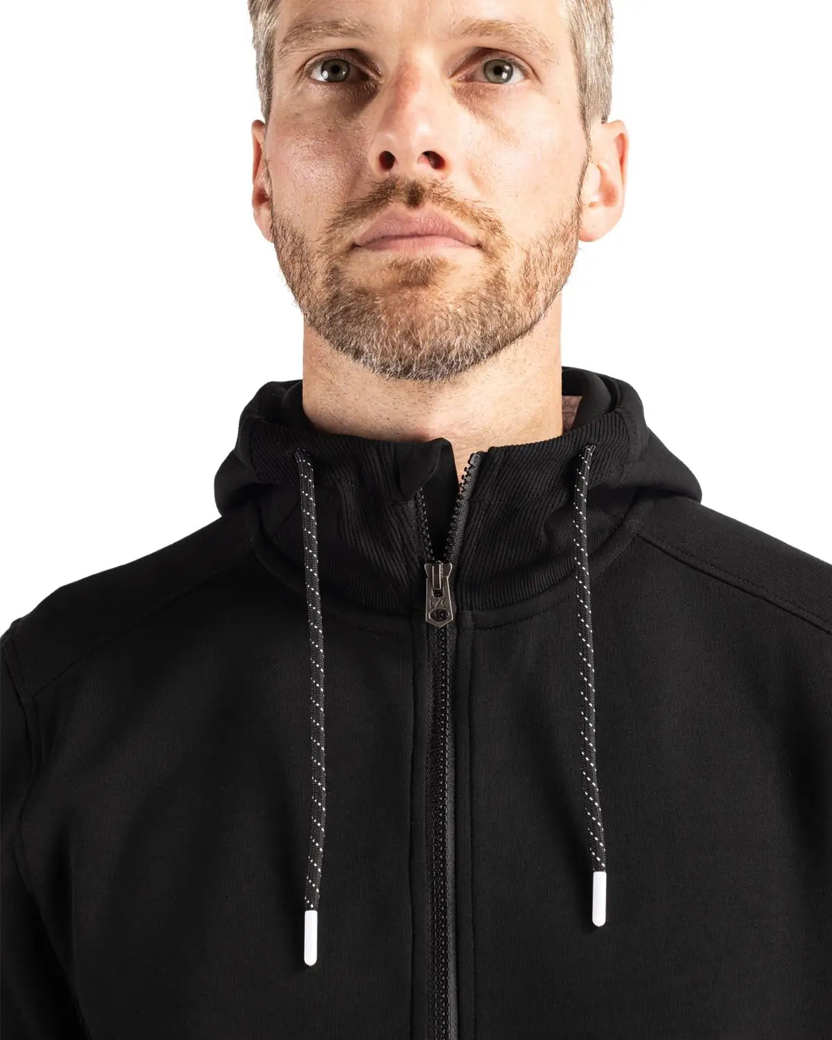 Cutter & Buck Mck01279 Roam Epic Versatility Half Zip Recycled Mens Hooded Pullover - Black