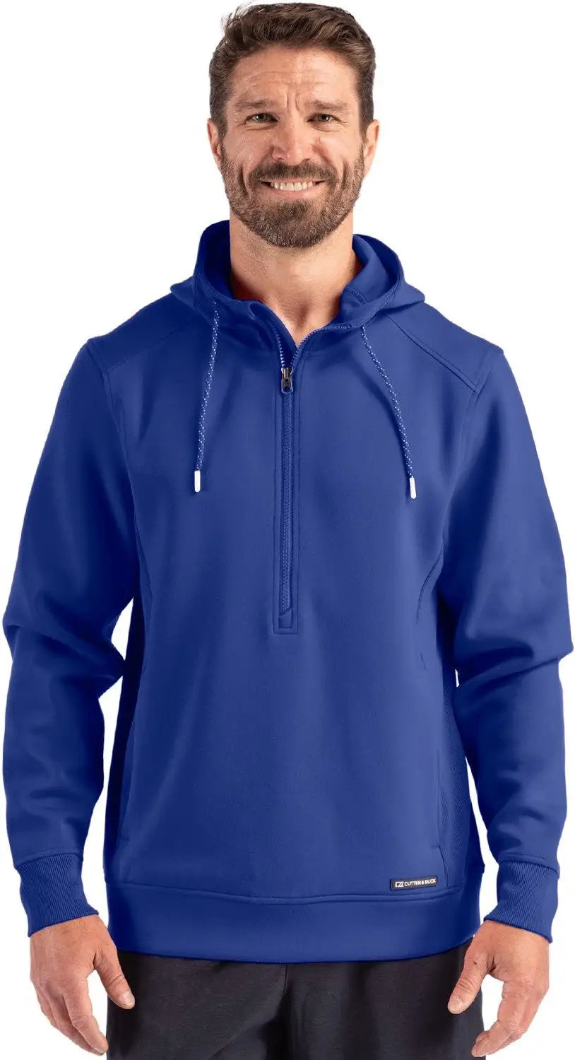 Cutter & Buck Mck01279 Roam Epic Versatility Half Zip Recycled Mens Hooded Pullover - Tour Blue - Adult s