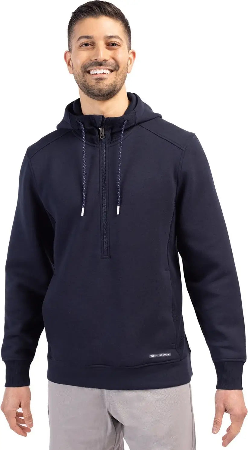 Cutter & Buck Mck01279 Roam Epic Versatility Half Zip Recycled Mens Hooded Pullover - Navy Blue - Adult s