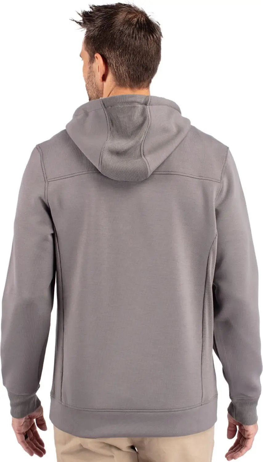 Cutter & Buck Mck01279 Roam Epic Versatility Half Zip Recycled Mens Hooded Pullover - Elemental Gray