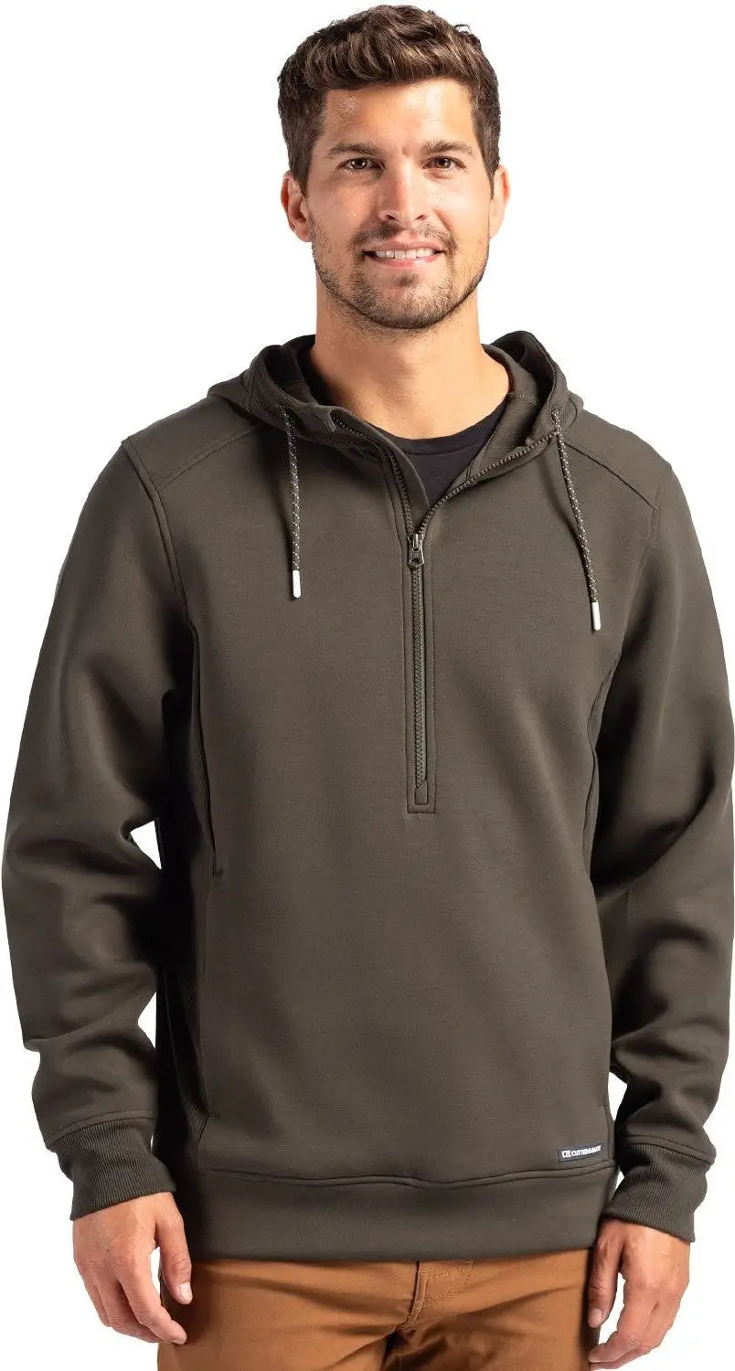 Cutter & Buck Mck01279 Roam Epic Versatility Half Zip Recycled Mens Hooded Pullover - Poplar - Adult s