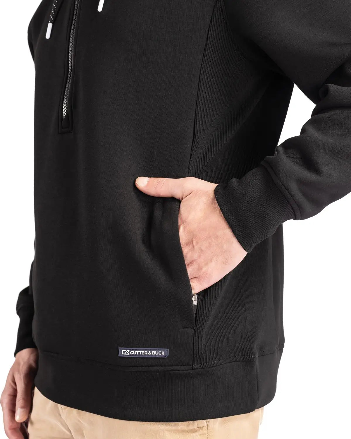 Cutter & Buck Mck01279 Roam Epic Versatility Half Zip Recycled Mens Hooded Pullover - Black