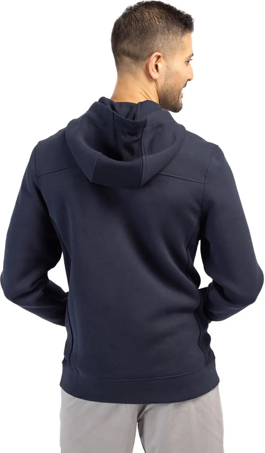 Cutter & Buck Mck01279 Roam Epic Versatility Half Zip Recycled Mens Hooded Pullover - Navy Blue