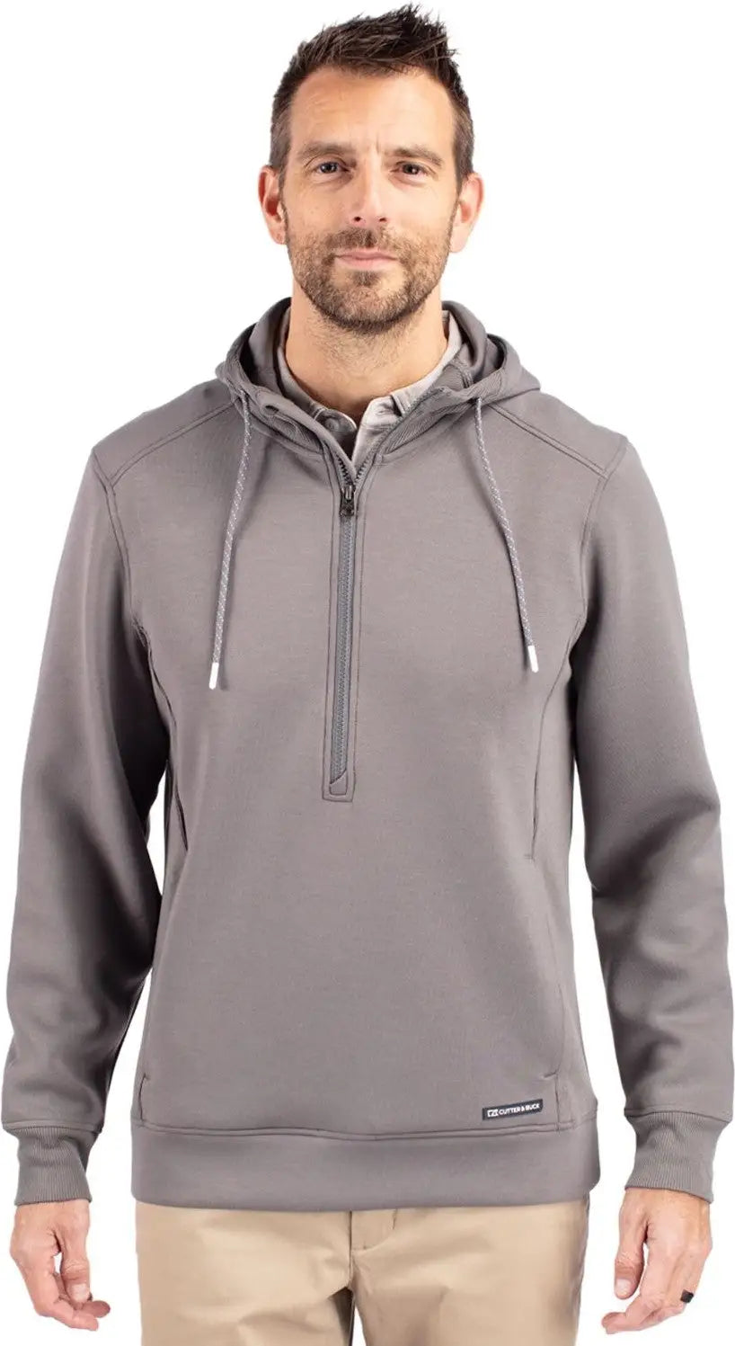 Cutter & Buck Mck01279 Roam Epic Versatility Half Zip Recycled Mens Hooded Pullover - Elemental Gray - Adult s