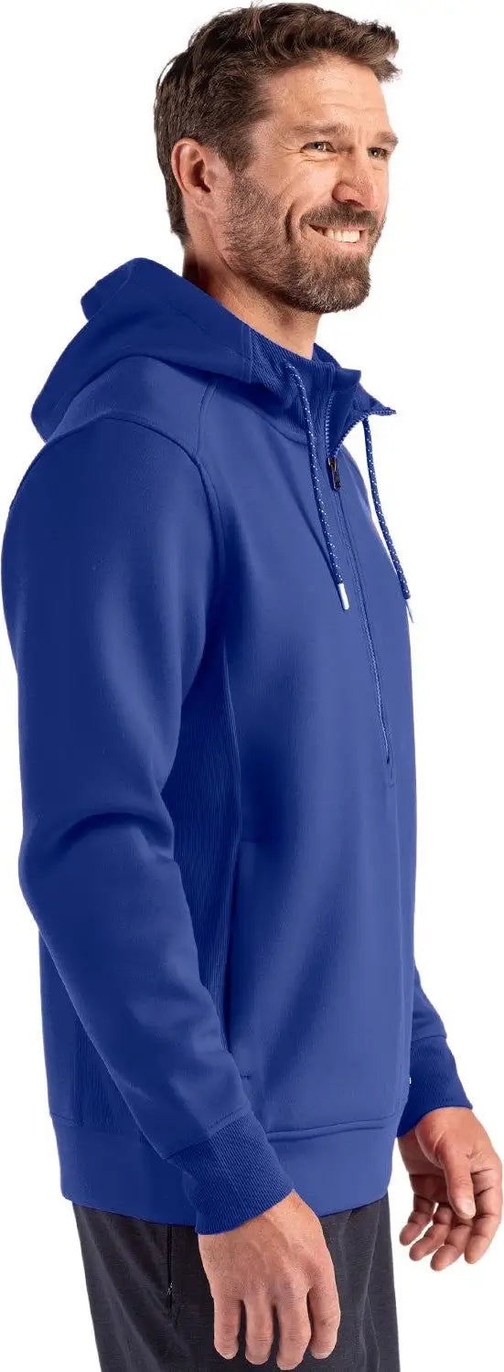 Cutter & Buck Mck01279 Roam Epic Versatility Half Zip Recycled Mens Hooded Pullover - Tour Blue