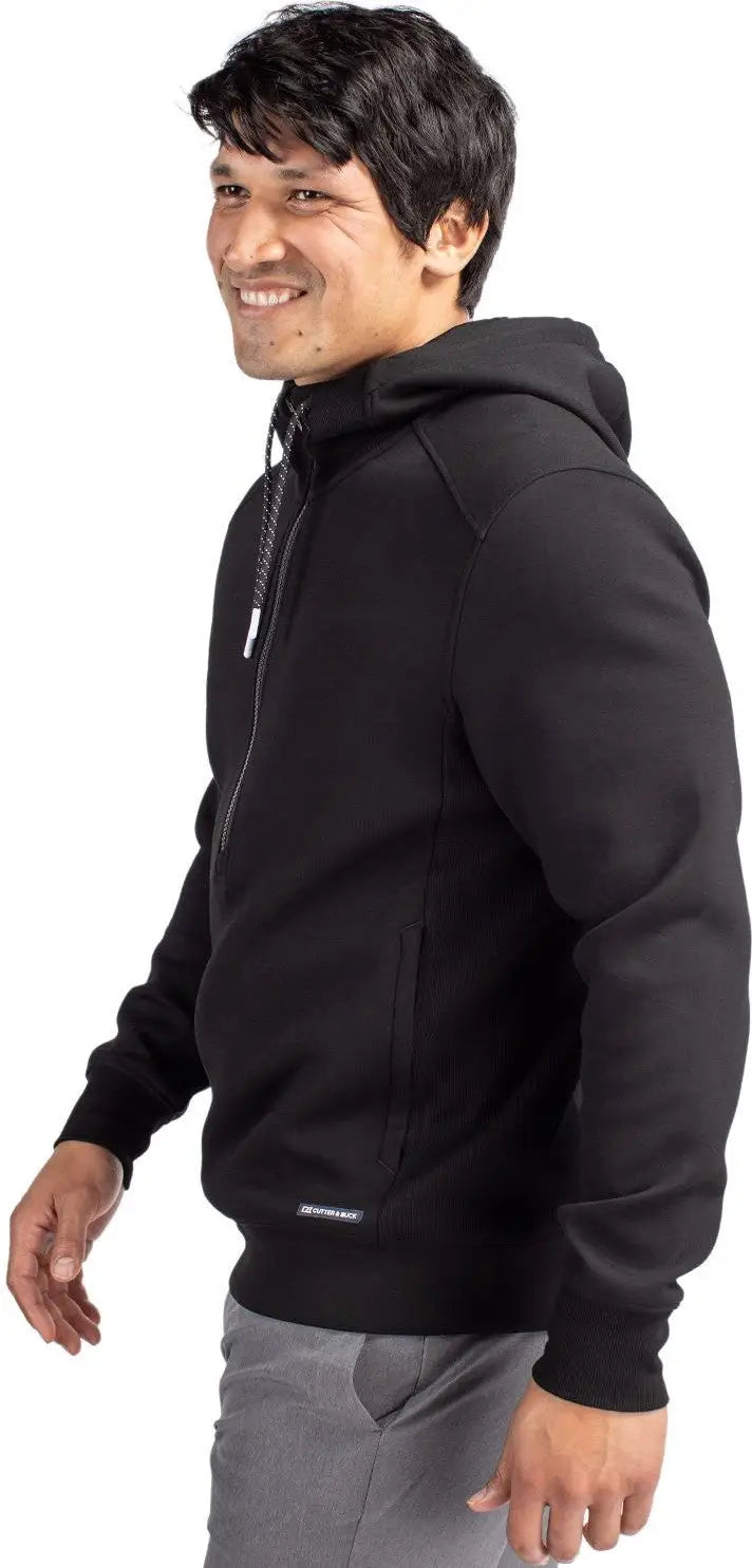 Cutter & Buck Mck01279 Roam Epic Versatility Half Zip Recycled Mens Hooded Pullover - Black