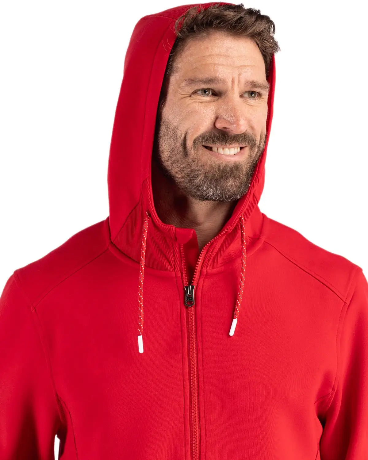 Cutter & Buck Mck01279 Roam Epic Versatility Half Zip Recycled Mens Hooded Pullover - Red