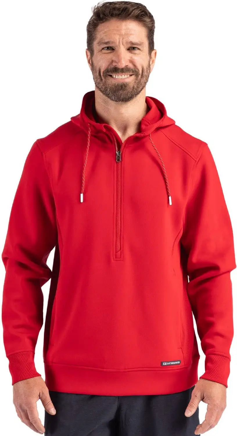 Cutter & Buck Mck01279 Roam Epic Versatility Half Zip Recycled Mens Hooded Pullover - Red - Adult s