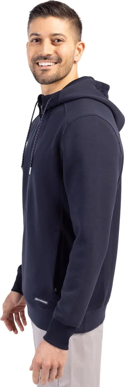 Cutter & Buck Mck01279 Roam Epic Versatility Half Zip Recycled Mens Hooded Pullover - Navy Blue