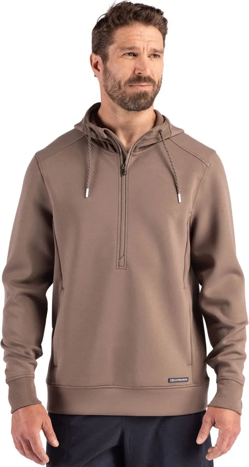 Cutter & Buck Mck01279 Roam Epic Versatility Half Zip Recycled Mens Hooded Pullover - Mushroom - Adult s