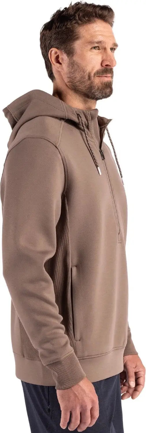 Cutter & Buck Mck01279 Roam Epic Versatility Half Zip Recycled Mens Hooded Pullover - Mushroom
