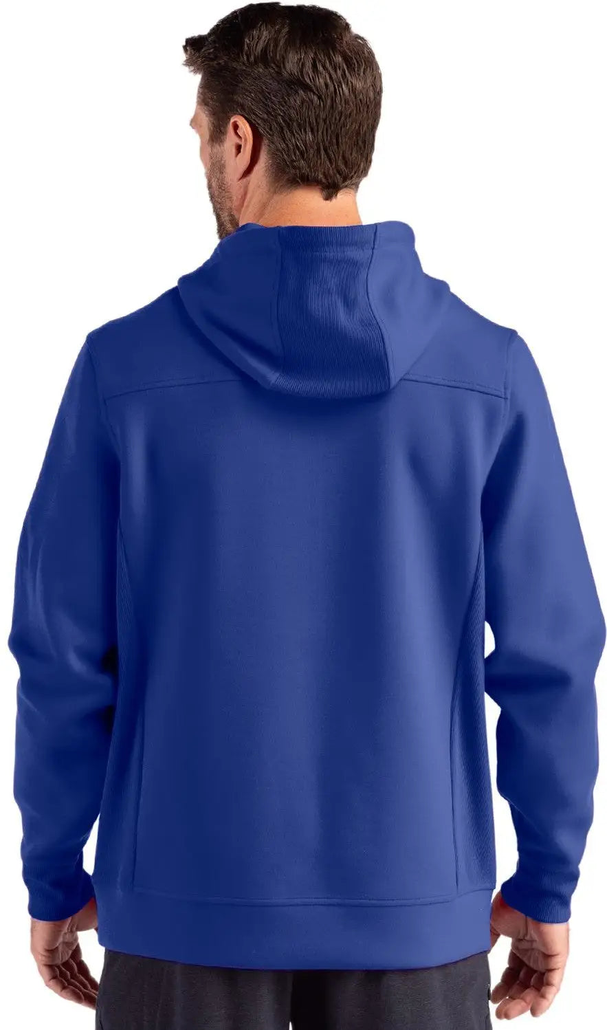 Cutter & Buck Mck01279 Roam Epic Versatility Half Zip Recycled Mens Hooded Pullover - Tour Blue