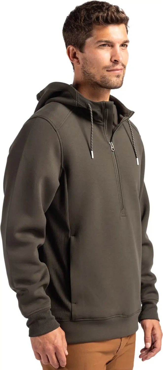 Cutter & Buck Mck01279 Roam Epic Versatility Half Zip Recycled Mens Hooded Pullover - Poplar