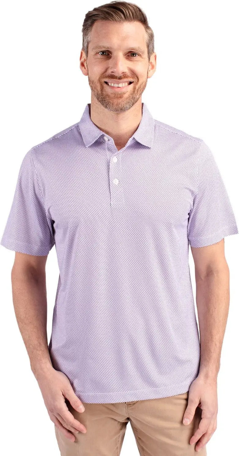 Cutter & Buck Mck01284 Pike Eco Symmetry Print Stretch Recycled Mens Polo - White College Purple - White/college
