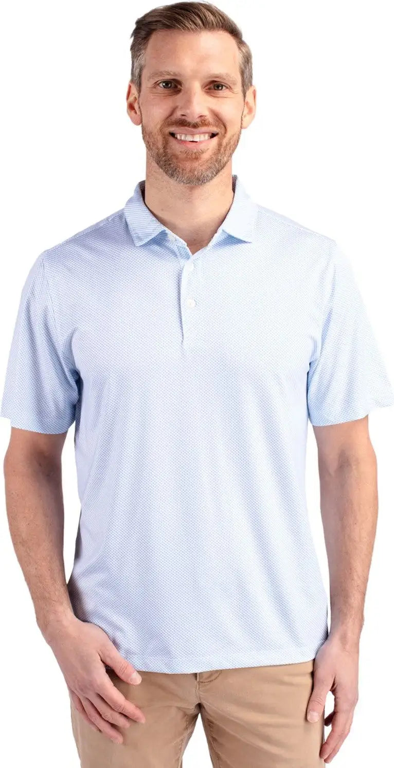 Cutter & Buck Mck01284 Pike Eco Symmetry Print Stretch Recycled Mens Polo - White Atlas - White/atlas / Adult s