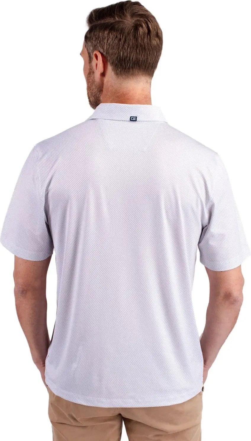 Cutter & Buck Mck01284 Pike Eco Symmetry Print Stretch Recycled Mens Polo - White Polished