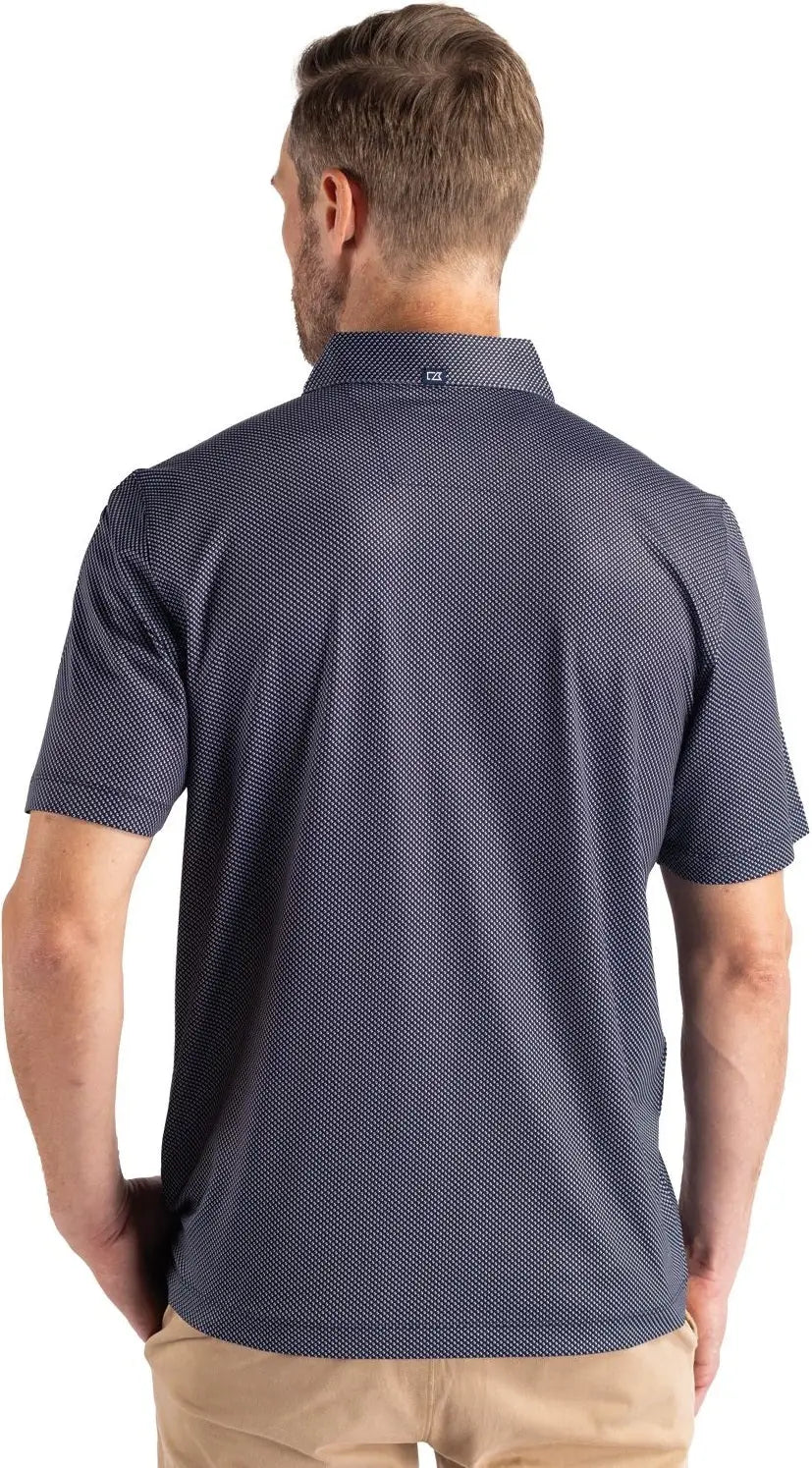 Cutter & Buck Mck01284 Pike Eco Symmetry Print Stretch Recycled Mens Polo - Navy Blue White - Blue/white / Adult s