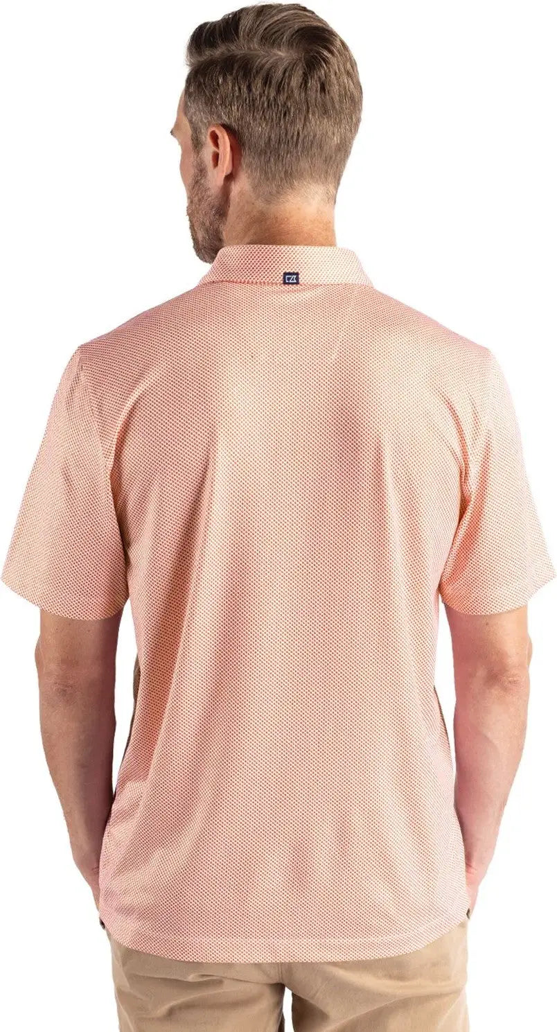 Cutter & Buck Mck01284 Pike Eco Symmetry Print Stretch Recycled Mens Polo - White College Orange