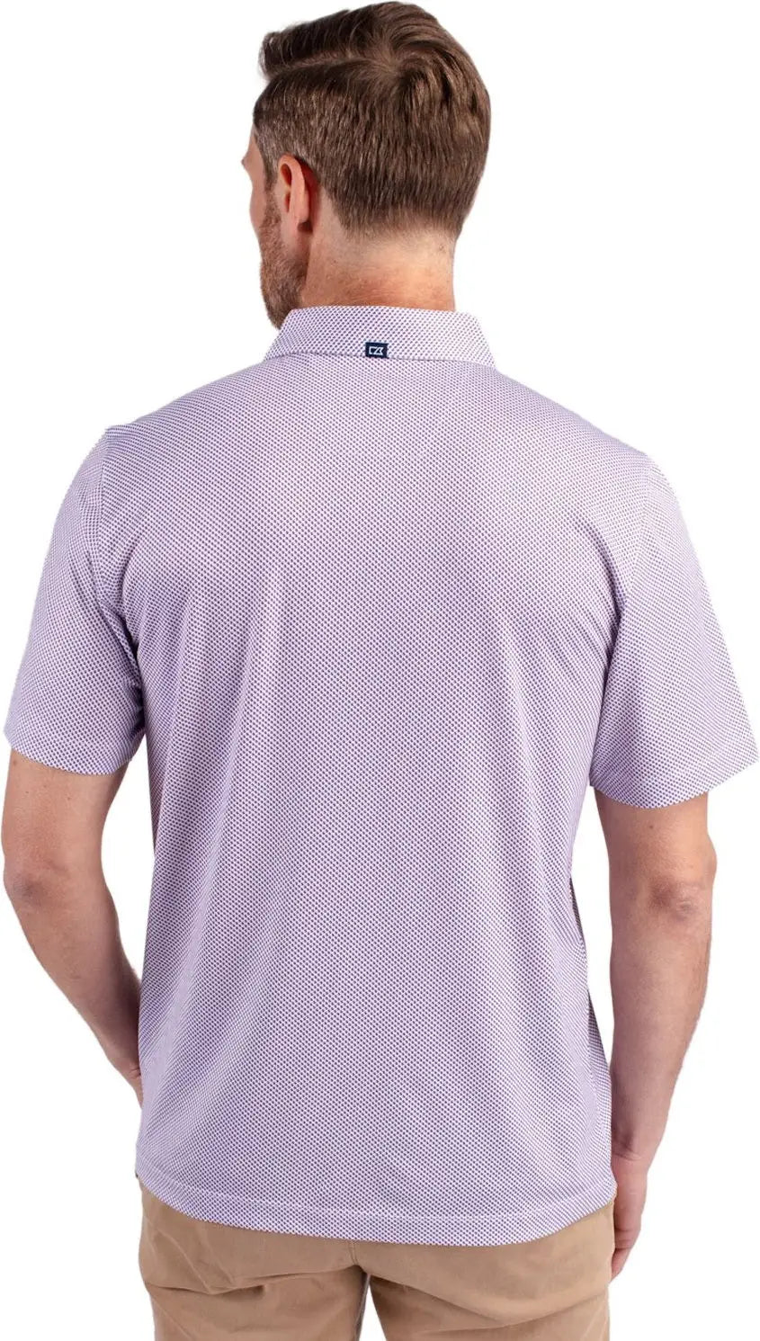 Cutter & Buck Mck01284 Pike Eco Symmetry Print Stretch Recycled Mens Polo - White College Purple - White/college