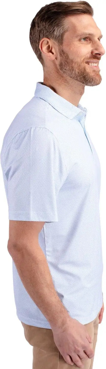 Cutter & Buck Mck01284 Pike Eco Symmetry Print Stretch Recycled Mens Polo - White Atlas