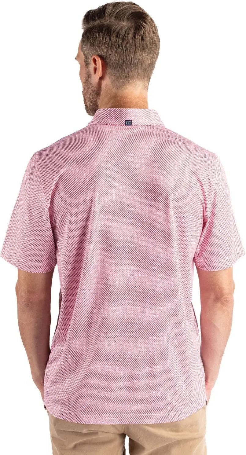 Cutter & Buck Mck01284 Pike Eco Symmetry Print Stretch Recycled Mens Polo - White Red