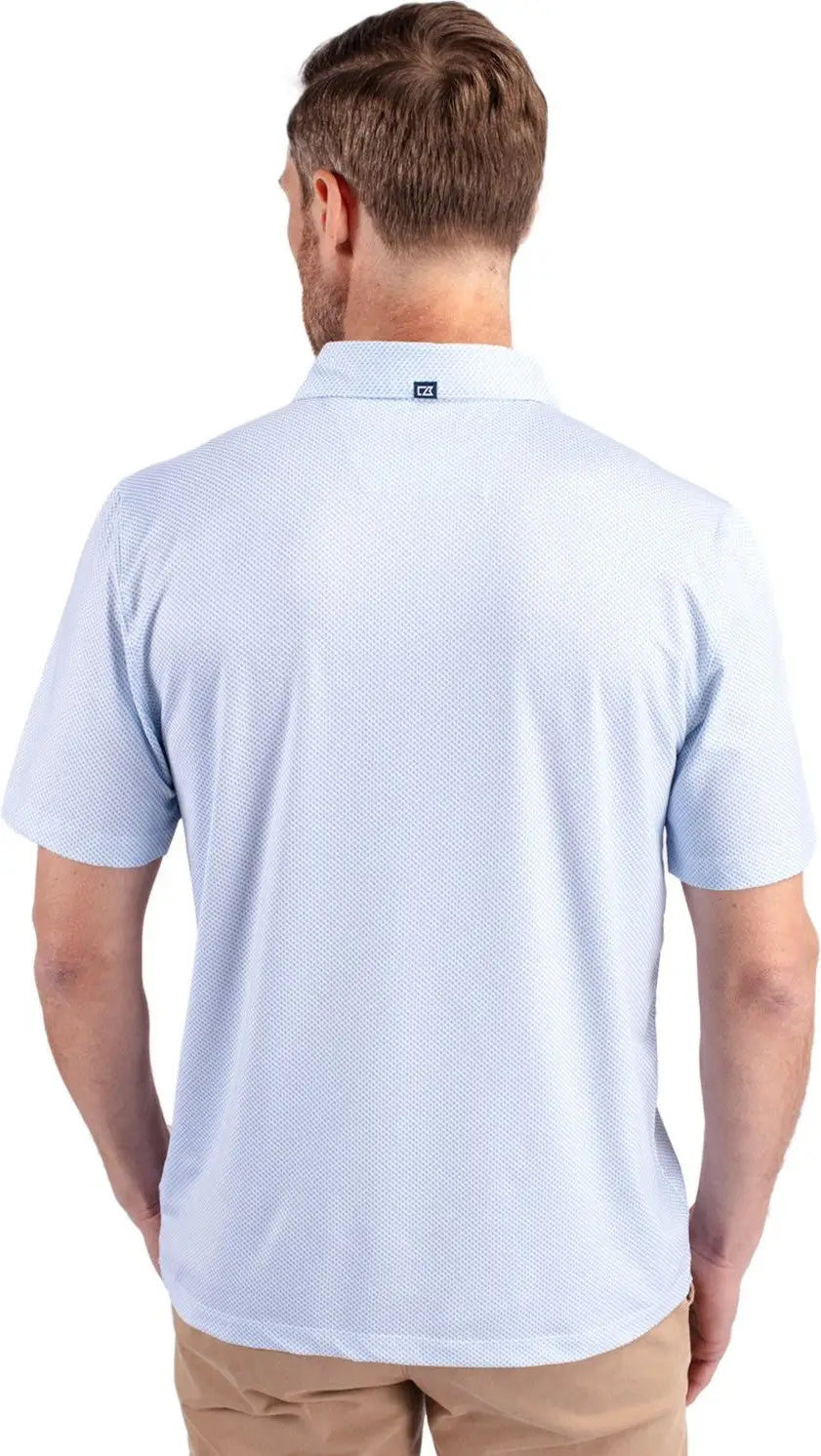 Cutter & Buck Mck01284 Pike Eco Symmetry Print Stretch Recycled Mens Polo - White Atlas