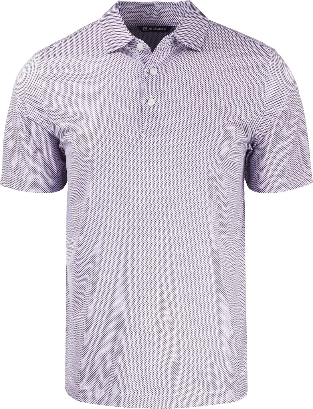 Cutter & Buck Mck01284 Pike Eco Symmetry Print Stretch Recycled Mens Polo - White College Purple