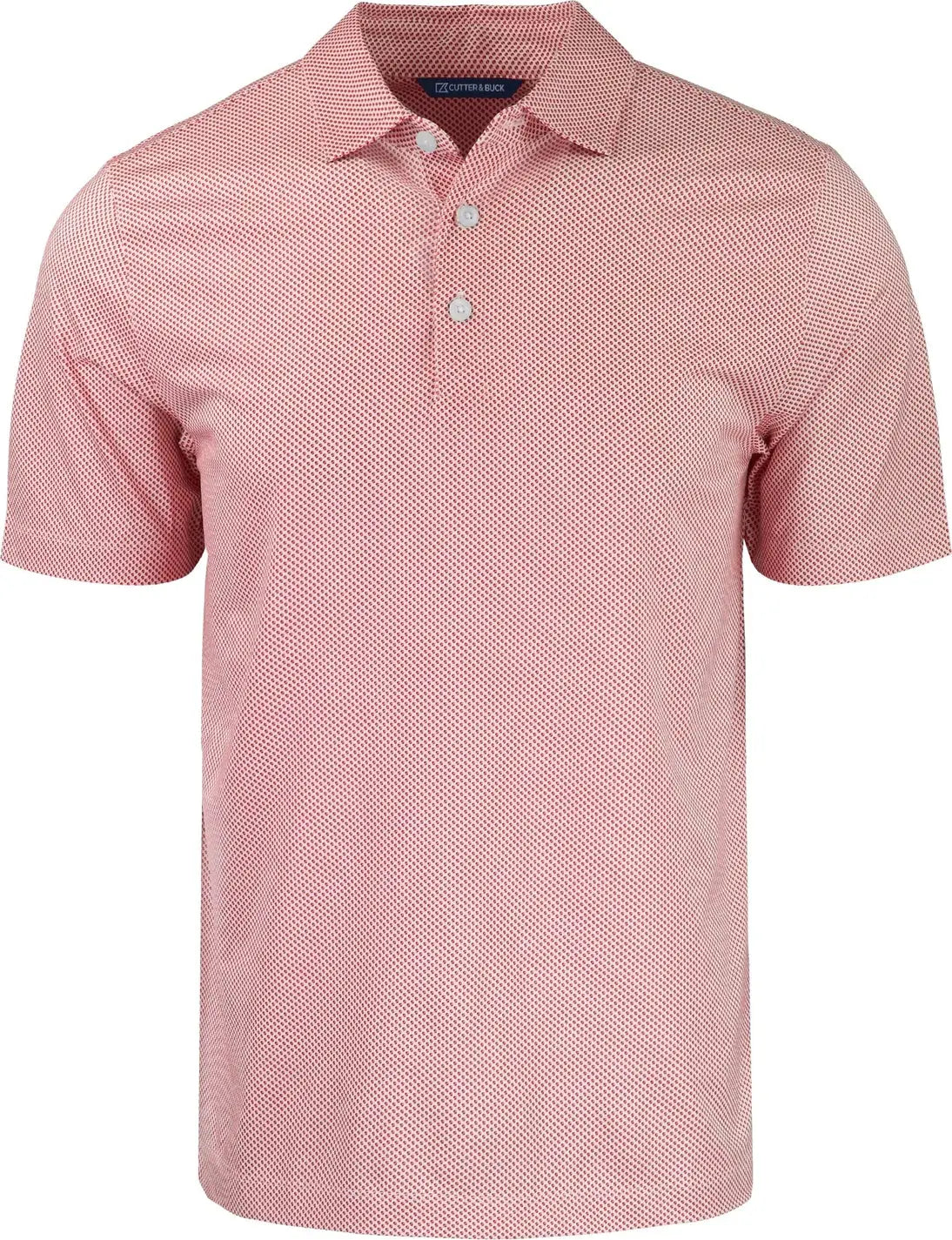 Cutter & Buck Mck01284 Pike Eco Symmetry Print Stretch Recycled Mens Polo - White Red