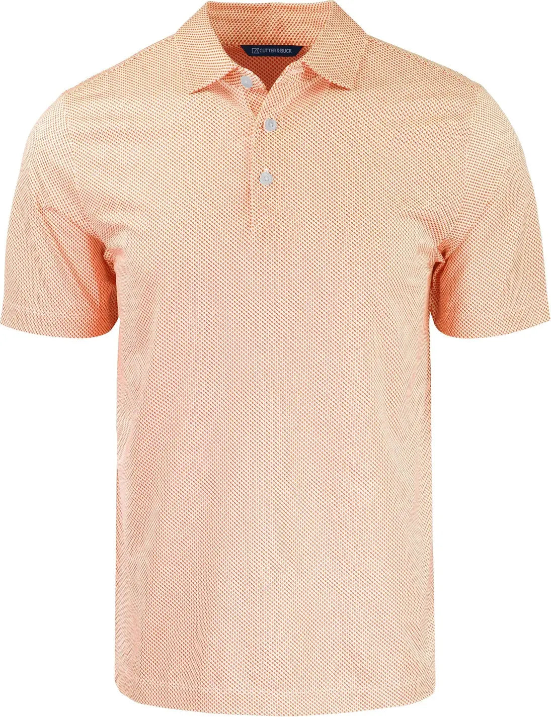 Cutter & Buck Mck01284 Pike Eco Symmetry Print Stretch Recycled Mens Polo - White College Orange