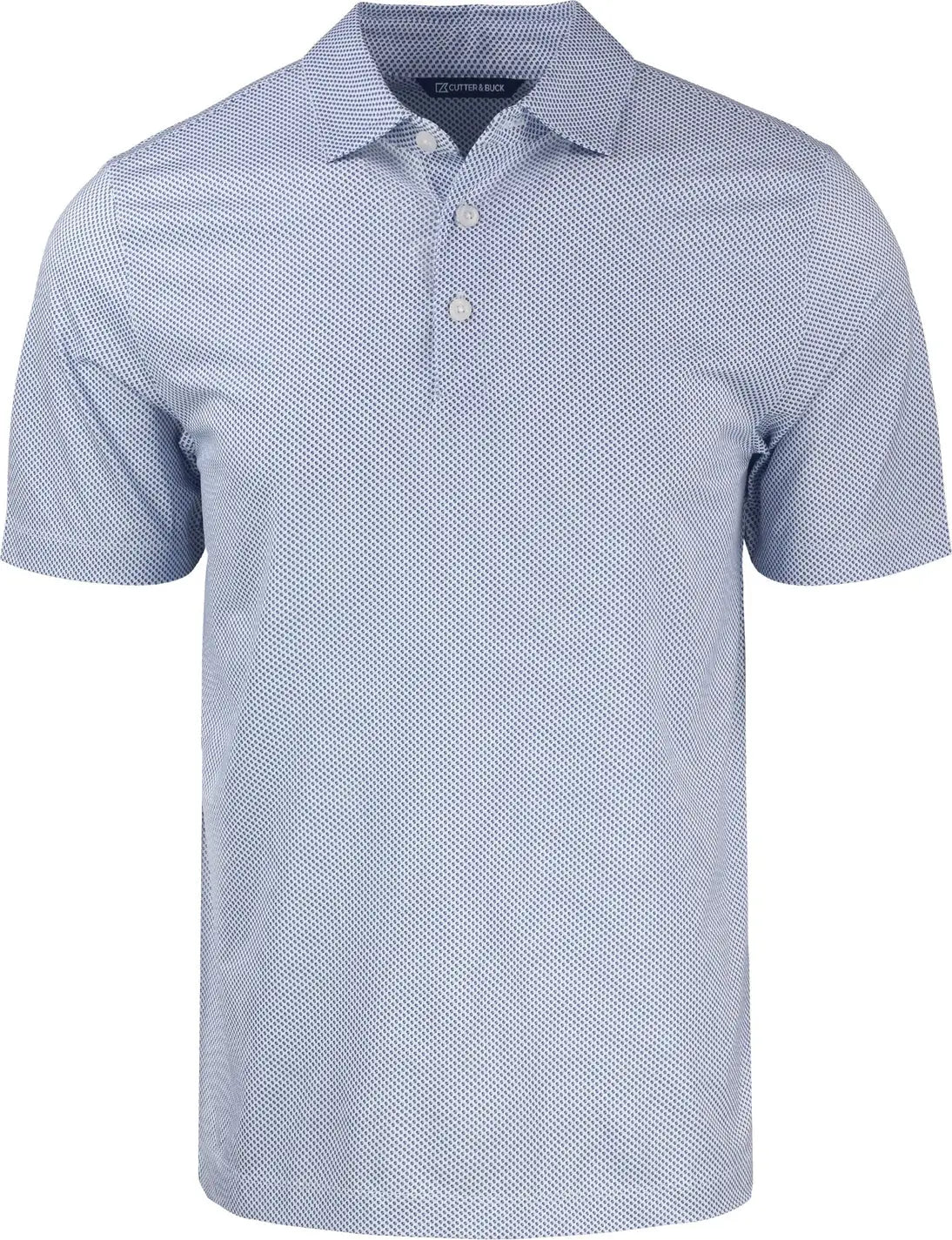Cutter & Buck Mck01284 Pike Eco Symmetry Print Stretch Recycled Mens Polo - White Tour Blue