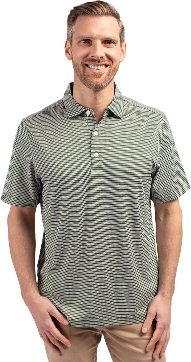Cutter & Buck Mck01302 Forge Eco Double Stripe Stretch Recycled Mens Polo - Hunter White - Hunter/white / Adult s