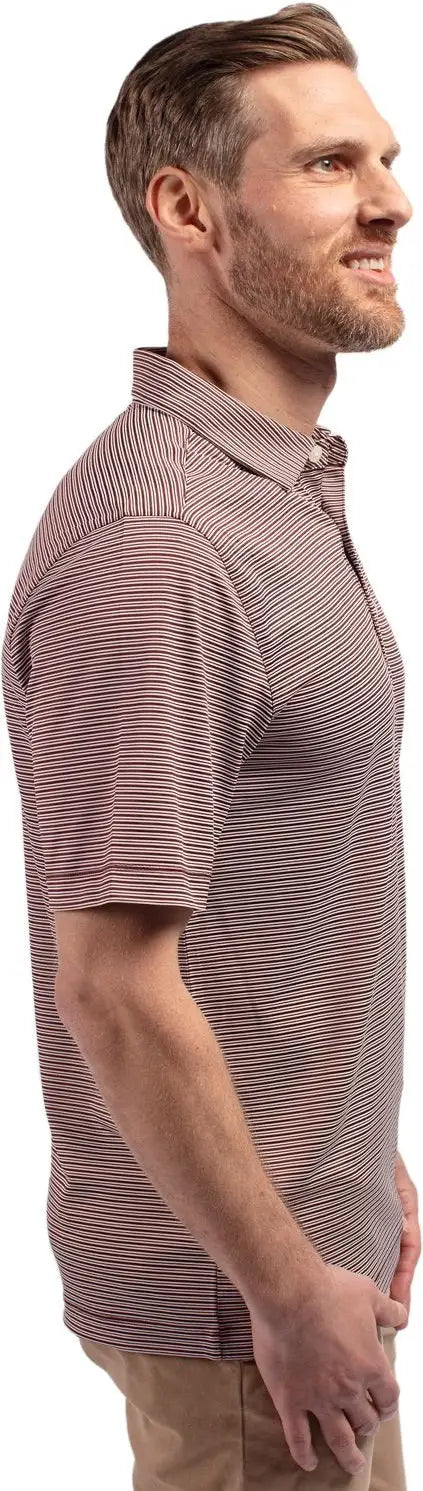 Cutter & Buck Mck01302 Forge Eco Double Stripe Stretch Recycled Mens Polo - Bordeaux White