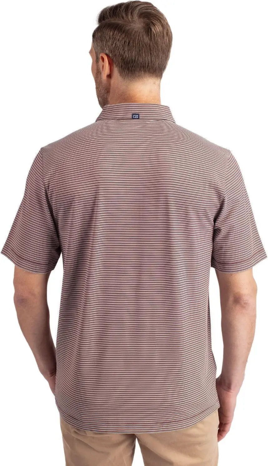Cutter & Buck Mck01302 Forge Eco Double Stripe Stretch Recycled Mens Polo - Bordeaux White