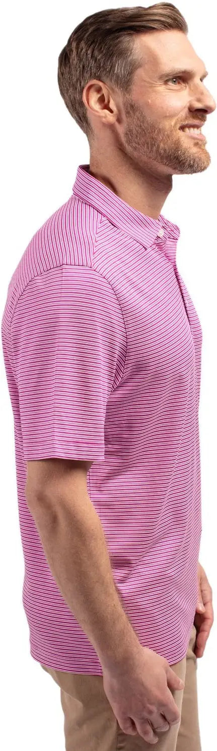 Cutter & Buck Mck01302 Forge Eco Double Stripe Stretch Recycled Mens Polo - Gelato White
