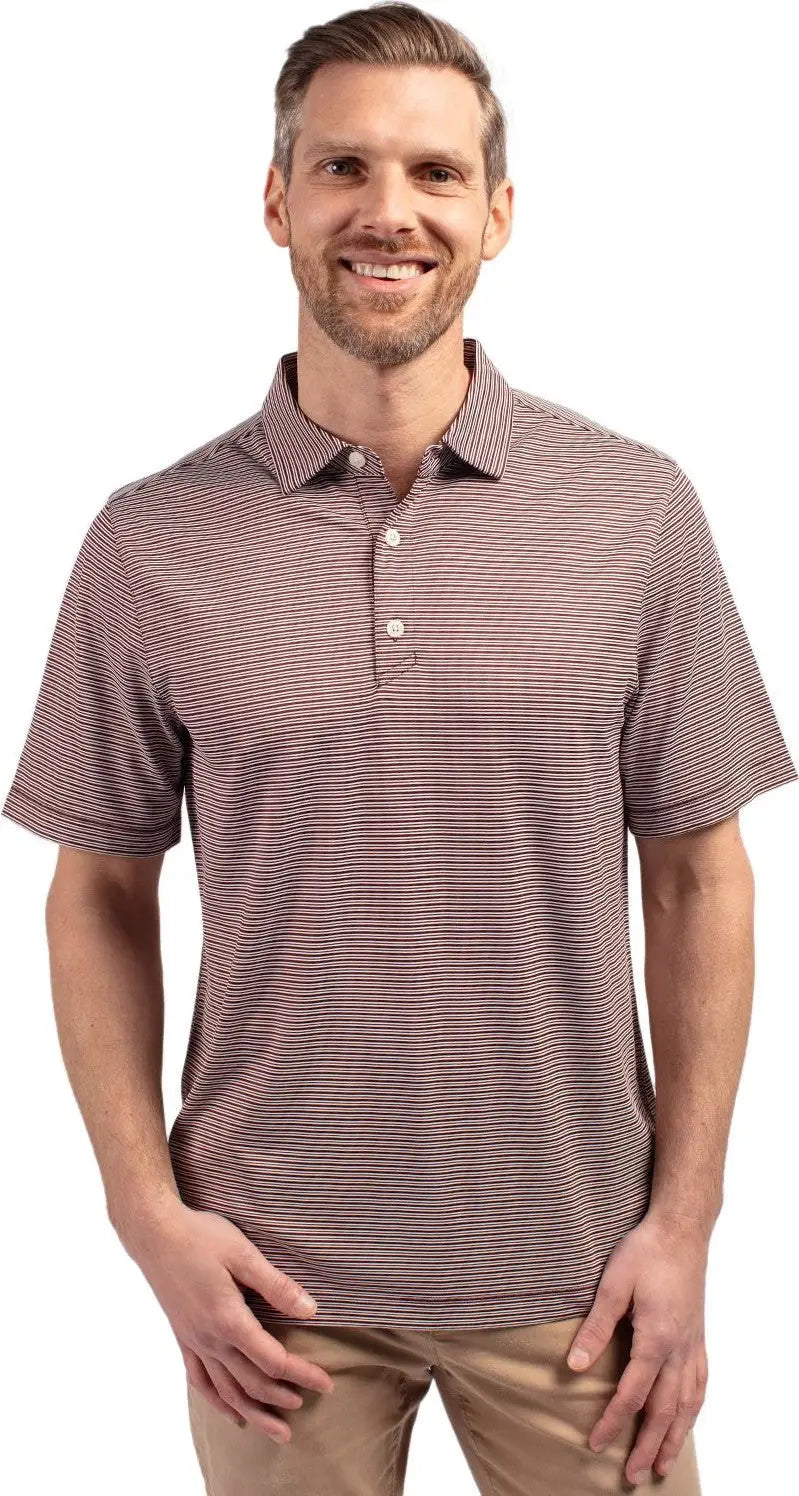 Cutter & Buck Mck01302 Forge Eco Double Stripe Stretch Recycled Mens Polo - Bordeaux White - Bordeaux/white / Adult s