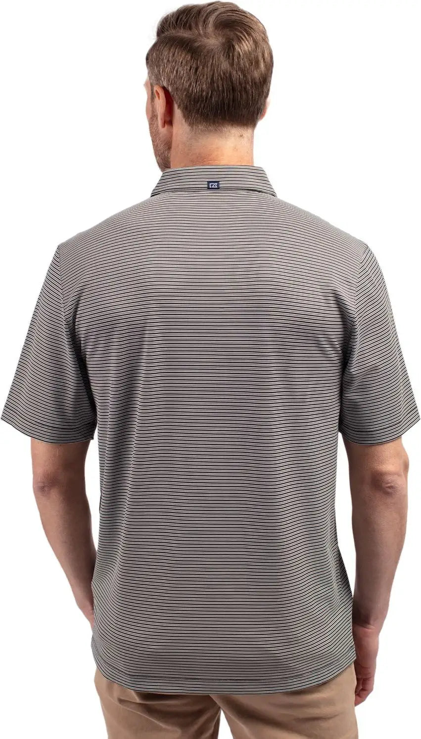 Cutter & Buck Mck01302 Forge Eco Double Stripe Stretch Recycled Mens Polo - Black White