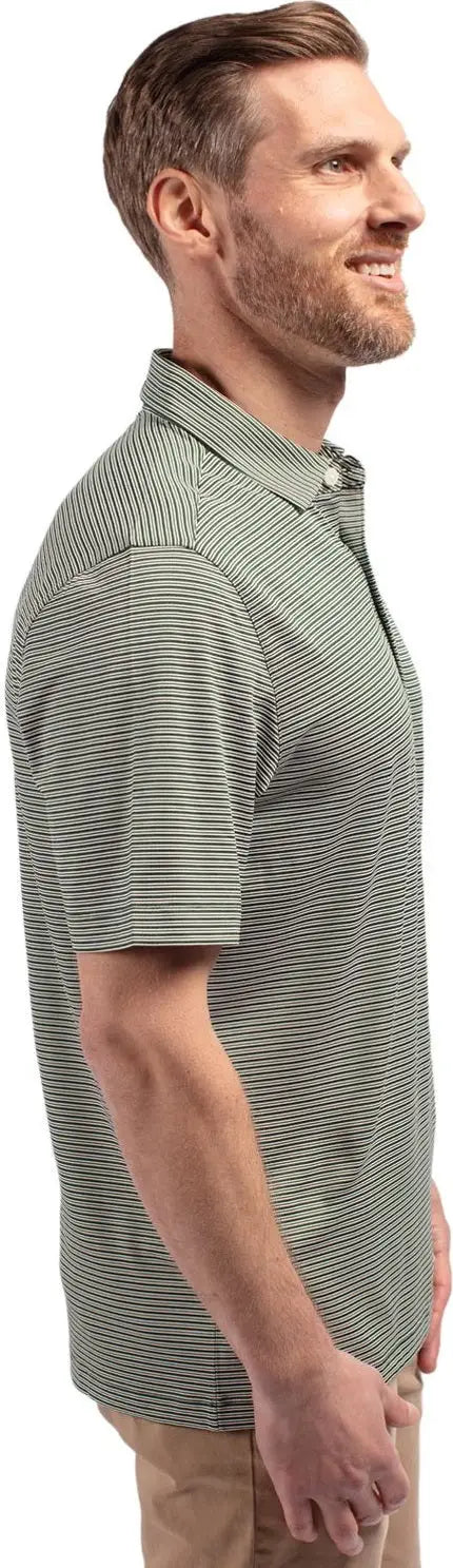 Cutter & Buck Mck01302 Forge Eco Double Stripe Stretch Recycled Mens Polo - Hunter White
