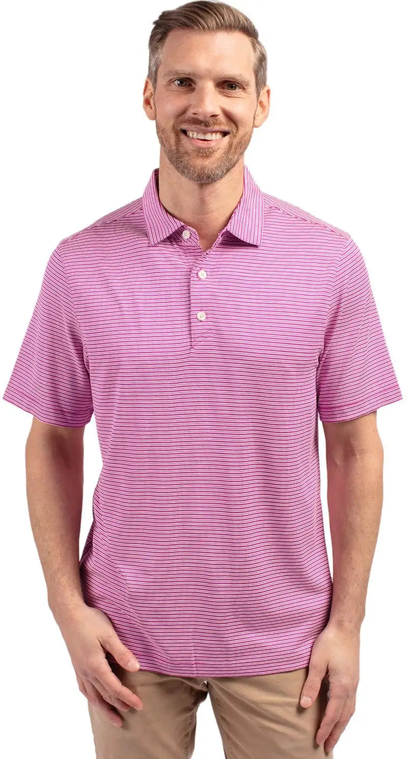 Cutter & Buck Mck01302 Forge Eco Double Stripe Stretch Recycled Mens Polo - Gelato White - Gelato/white / Adult s